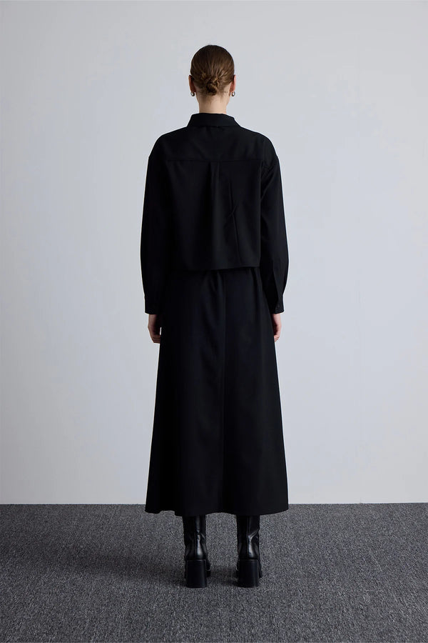 Gedrapeerd crop-shirt met rok