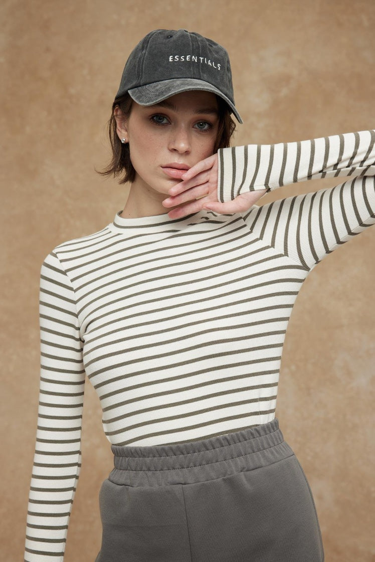 Gestreept T- shirt Met Lange mouw en Vingerdetail