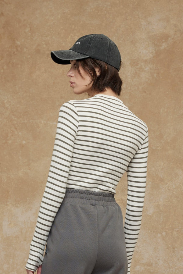 Gestreept T- shirt Met Lange mouw en Vingerdetail