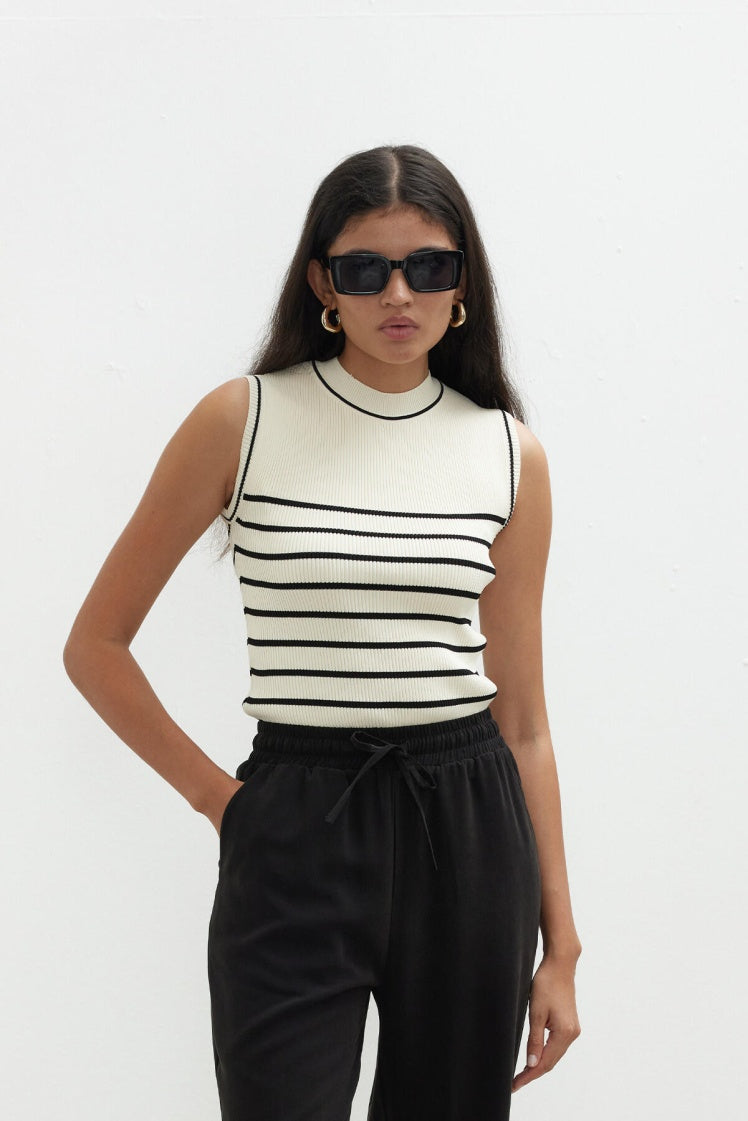 Mouwloos Gestreepte T-shirt