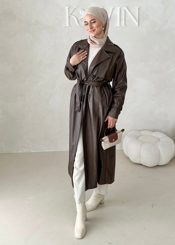 Leren trenchcoat